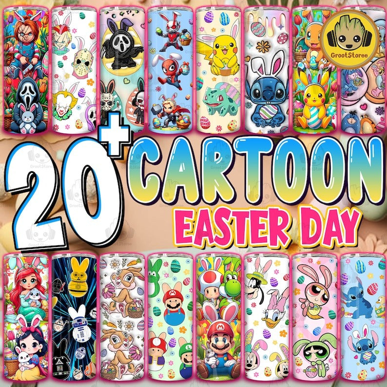 20+ Easter Cartoon Chilling With My Peeps Tumbler Wrap, Funny Easter Bunny 20oz Skinny Tumbler Design Png, Super Peeps Easter Png