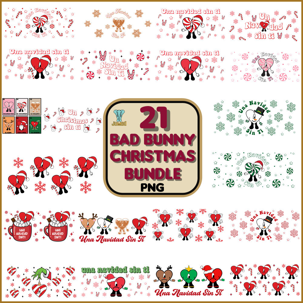 21BadBunnyChristmasPngBundle