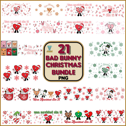 21BadBunnyChristmasPngBundle