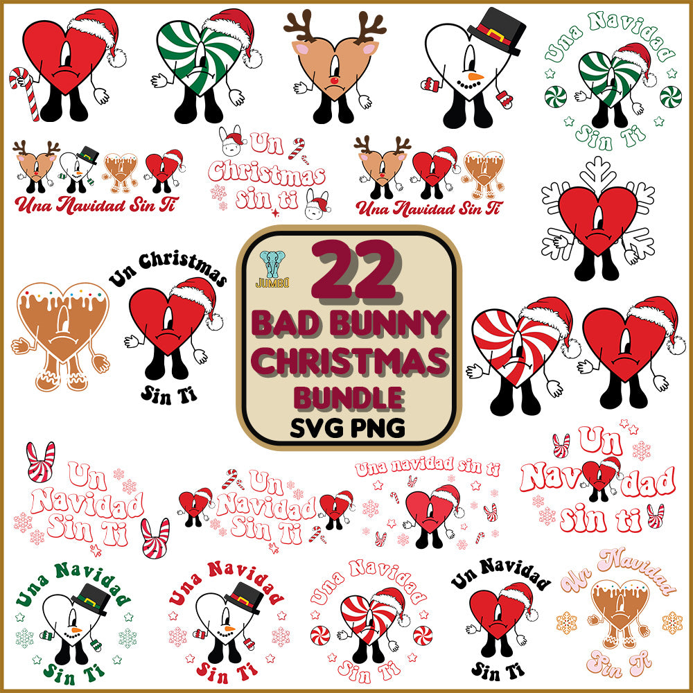 22BadBunnyChristmasSvgBundle