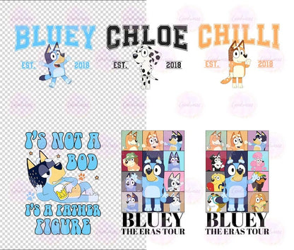 23 Files Blue Dog Sublimation Png Bundle, Cartoon Png Sublimation, Cartoon Png Clipart Digital Instant Download