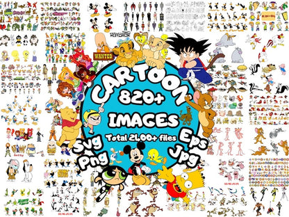 2400+ Cartoon Characters Mega Bundle Svg, Cricut Printable Clipart Silhouette.1