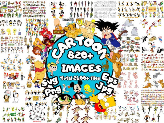 2400+ Cartoon Characters Mega Bundle Svg, Cricut Printable Clipart Silhouette.1