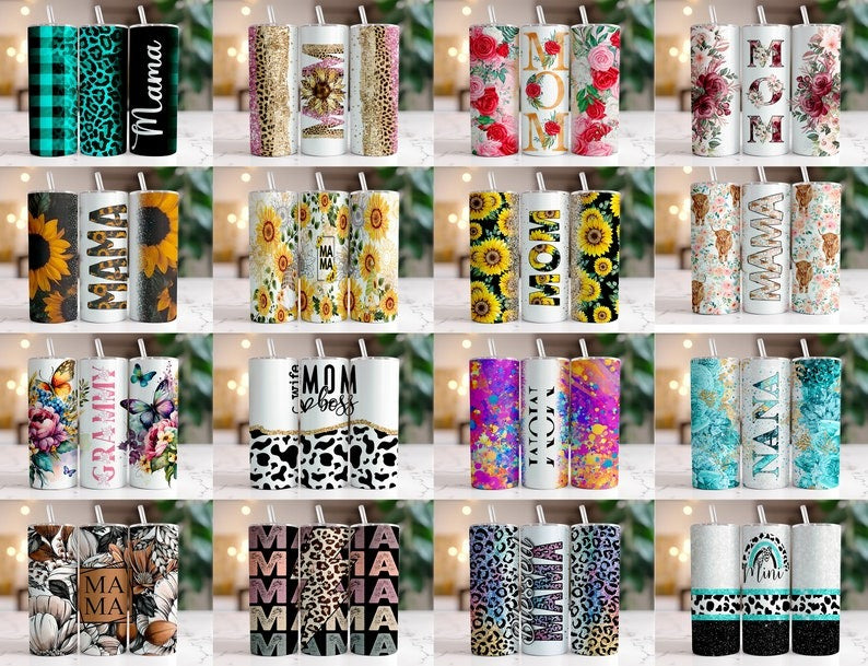 240 PNG Mom Tumbler Wrap Sublimation Designs, 20 oz Skinny Tumbler Bundle Wrap, Mom Design Tumbler Png, Mother's Day png, Sublimate Download