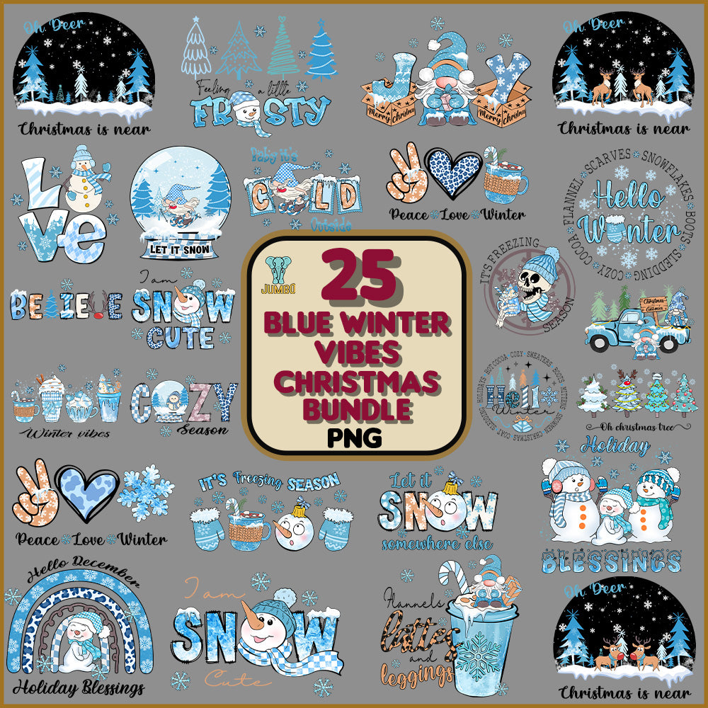 25BlueWinterVibesChristmasPngBundle