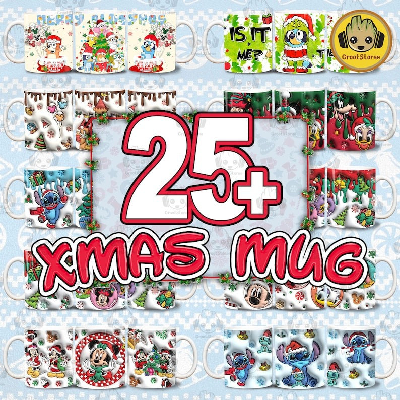 25+ 3D Christmas Character Inflated Mug Wrap Bundle, Funny Xmas Mug Png, 3D Xmas Puffy 11oz Mug, My Day Mug Wrap, Puffy Christmas Mug Png - Jumbosvg