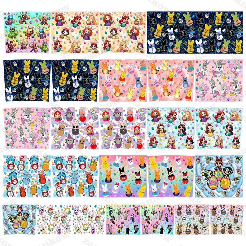 25+ Cartoon Happy Easter Day 20oz Skinny Tumbler Wrap Bundle, Cartoon Anime 20oz Skinny Tumbler Wrap Png, Sublimation Instant File Digital