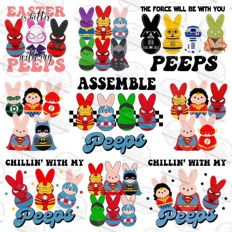 25+ Easter Cartoon Png Bundle, Easter Superhero Png, Cartoon Peeps Png, Happy Easter Day Png, Easter Kids Shirt Png, Digital File