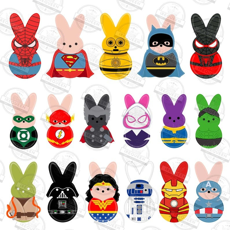 25+ Easter Cartoon Png Bundle, Easter Superhero Png, Cartoon Peeps Png, Happy Easter Day Png, Easter Kids Shirt Png, Digital File