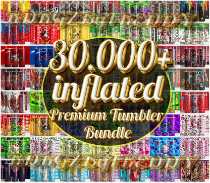 30.000 3D Inflated Tumbler Bundle, Puffy Tumblers, Inflated Tumblers, Straight and Tapered, Skinny Tumbler, 300 DPI PNG Download, tumbler