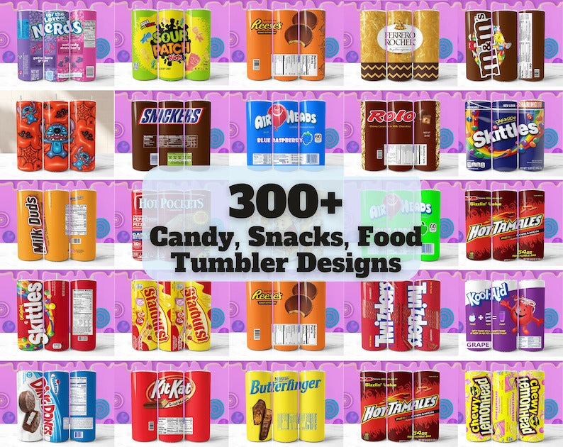 300+ Snack Tumbler Wrap Food Candy Bundle, 20oz Sublimation Skinny Tumbler, 9.3x8.2 PNG, Instant Download, Popular Print Shop Starter Pack - Jumbosvg