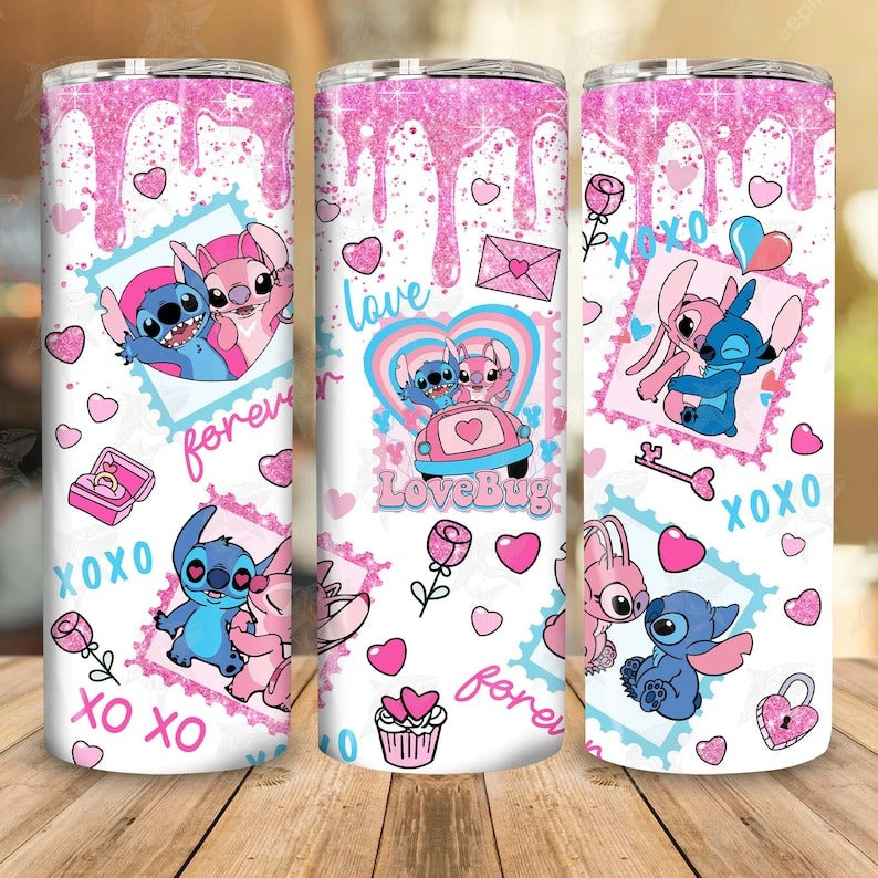 30 Cartoon Valentine Couple Tumbler Design PNG Bundle, 3D Inflated Valentine Tumbler Wraps, Balloon 20oz Skinny Tumbler, Digital Download.1