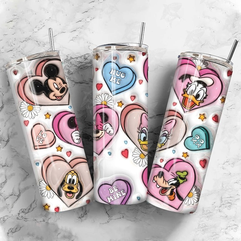 30 Cartoon Valentine Couple Tumbler Design PNG Bundle, 3D Inflated Valentine Tumbler Wraps, Balloon 20oz Skinny Tumbler, Digital Download.1