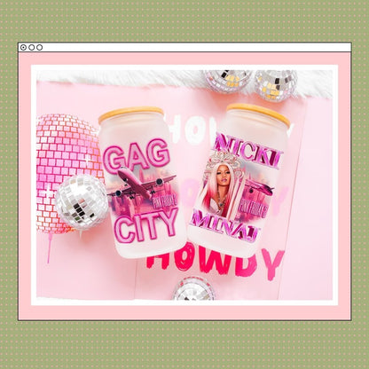 30 GAG City Nicki Minaj 16 Oz UvDtf Can Glass Wrap Png Bundle, Queen Rap Libbey Coffee Cup as Fans gifts Digital Download, Commercial Use