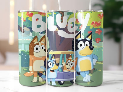 30+ Blue Dog Tumbler Wrap Bundle, Skinny Tumbler Design, Cartoon Bundle Png, 20oz Tumbler Wrap, Sublimation Tumbler PNG, Kids Tumbler