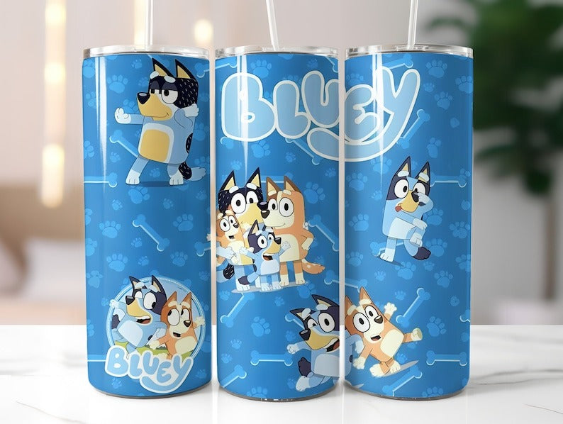 30+ Blue Dog Tumbler Wrap Bundle, Skinny Tumbler Design, Cartoon Bundle Png, 20oz Tumbler Wrap, Sublimation Tumbler PNG, Kids Tumbler