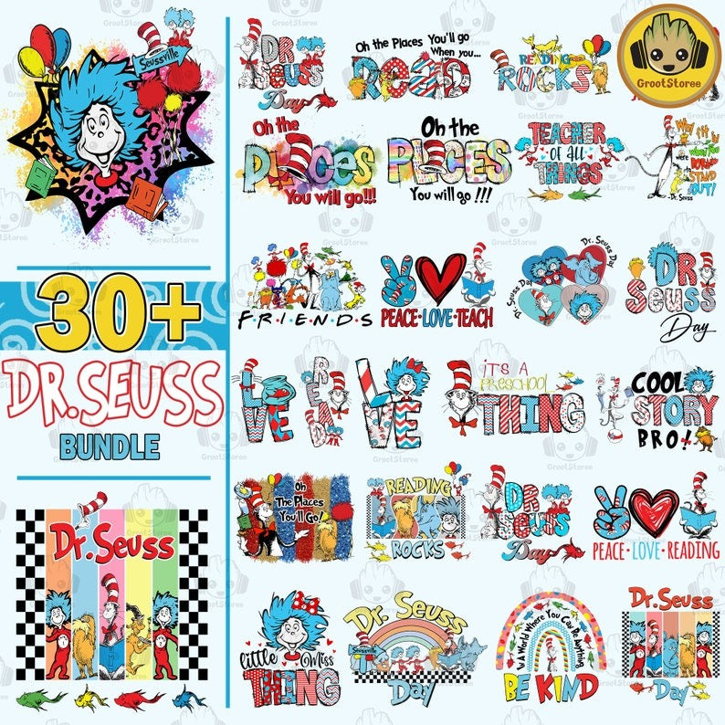 30+ Cartoon Movie Png Bundle, Little Miss Thing Png, Read Love America Png, Teacher Life Png, Oh The Place You Will Go, Digital Download.1