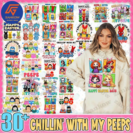 30+ Chilling With My Peeps Bundle Png, Easter Cartoon PNG, Cute Easter Shirt Design Png, Happy Easter Png, Easter Girl Png, Instant Download