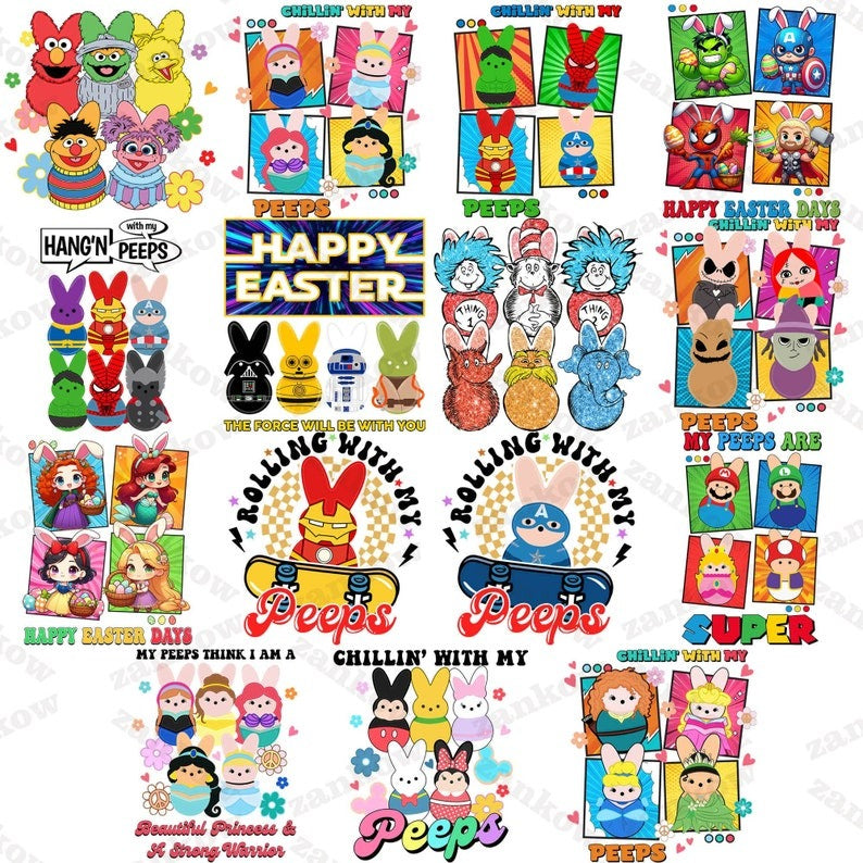 30+ Chilling With My Peeps Bundle Png, Easter Cartoon PNG, Cute Easter Shirt Design Png, Happy Easter Png, Easter Girl Png, Instant Download