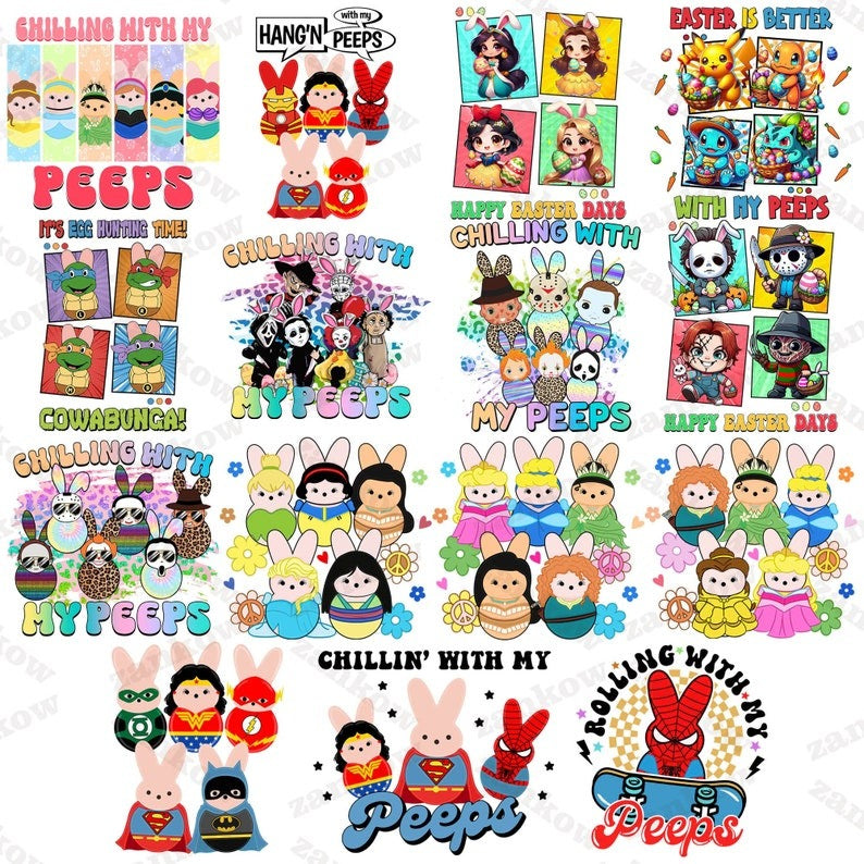 30+ Chilling With My Peeps Bundle Png, Easter Cartoon PNG, Cute Easter Shirt Design Png, Happy Easter Png, Easter Girl Png, Instant Download