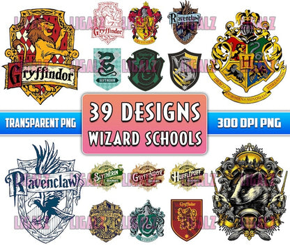 30+ Designs Wizard School Bundle PNG, Magic PNG, Wizard House PNG Sublimation, Clipart, Digital Download