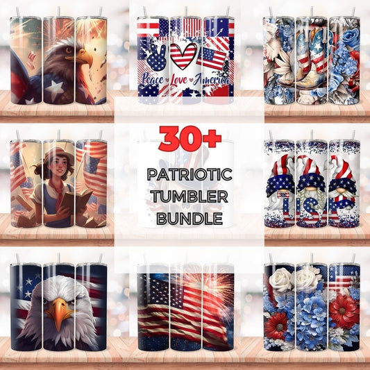 30+ Patriotic Tumbler PNG Bundle, 4th of July Tumbler Wrap Sublimation, USA Independence Day Designs Sublimation Tumbler Big Bundle