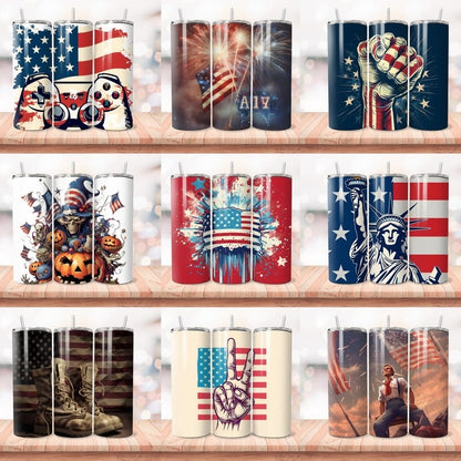 30+ Patriotic Tumbler PNG Bundle, 4th of July Tumbler Wrap Sublimation, USA Independence Day Designs Sublimation Tumbler Big Bundle