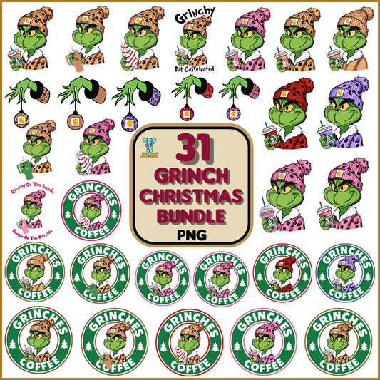 31GrinchBoujeeLeopardChristmasPngBundle