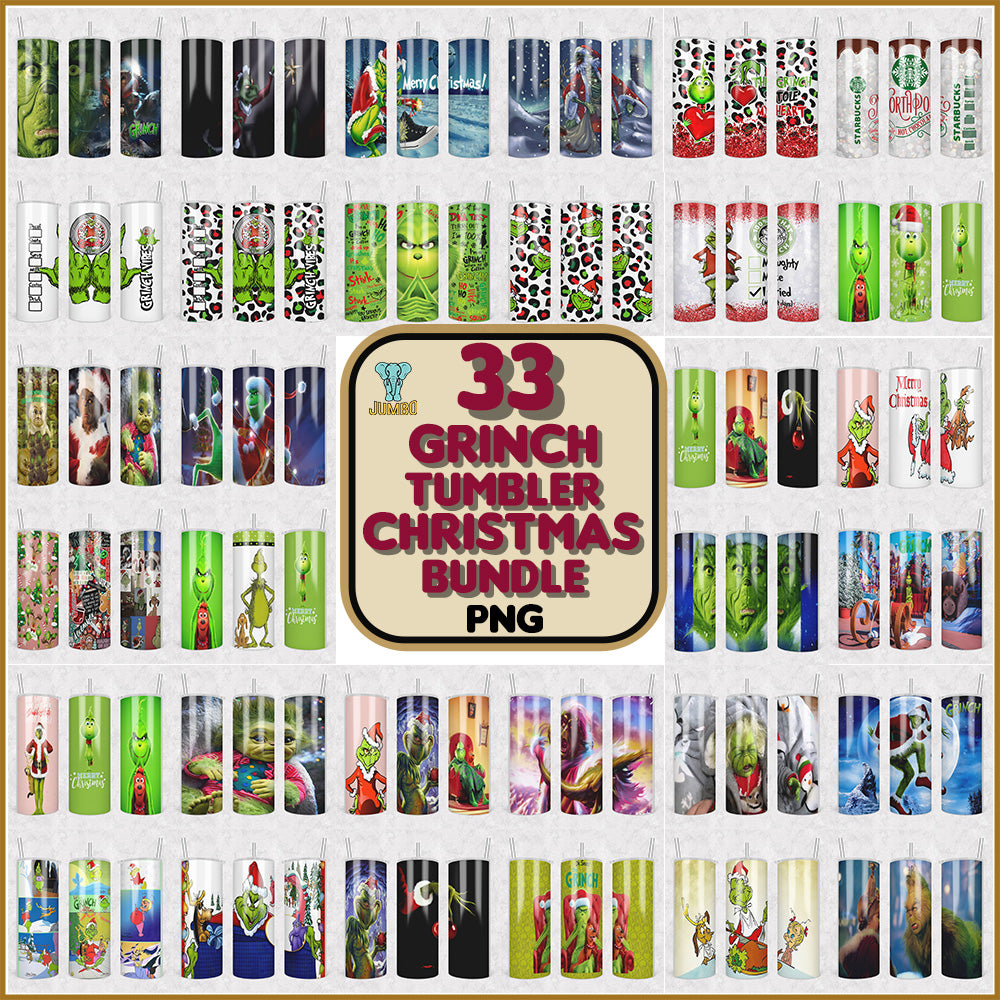 33GrinchTumblerChristmasPngBundle