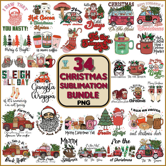 34ChristmasSublimationPngBundle