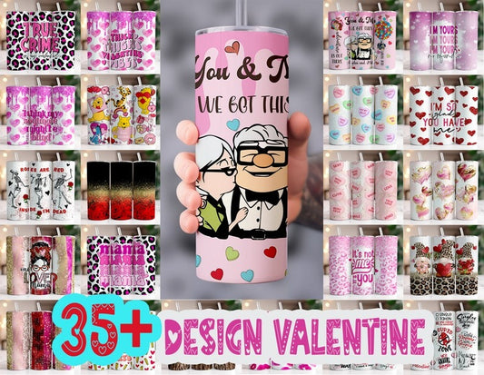 35 Valentine Tumbler Wrap Bundle, Valentine 20oz Skinny Tumbler Designs, Valentine Sublimation Designs, Valentines Day Tumbler Wrap - PNG