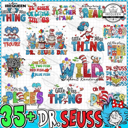 35+ Read Across America Glitter Sequin Png, Thing 1 Thing 2 Png, Reading Day Png, Glitter Faux Embroidery Png, School Teacher, Digital File