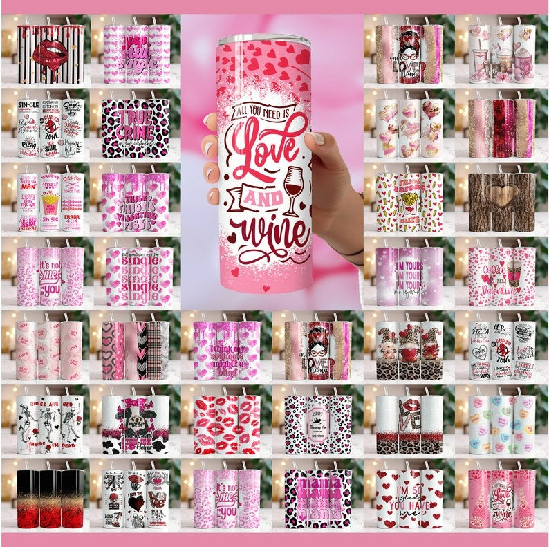 35+ Valentine Tumbler Wrap Bundle, Valentine 20oz Skinny Tumbler Designs, Valentine Sublimation Designs, Valentines Day Tumbler Wrap