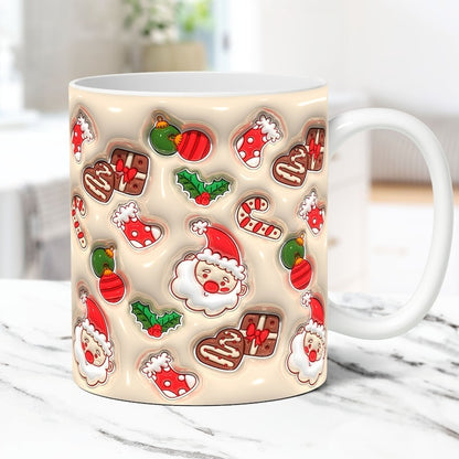 3D Christmas Mug Wrap Bundle Inflated Christmas Mug Wrap Sublimation Design PNG Puffy Christmas Mug Design 11oz and 15oz Coffee Cup Template - Jumbosvg