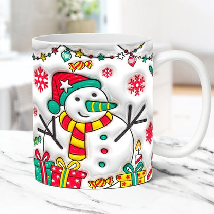 3D Christmas Mug Wrap Bundle Inflated Christmas Mug Wrap Sublimation Design PNG Puffy Christmas Mug Design 11oz and 15oz Coffee Cup Template - Jumbosvg