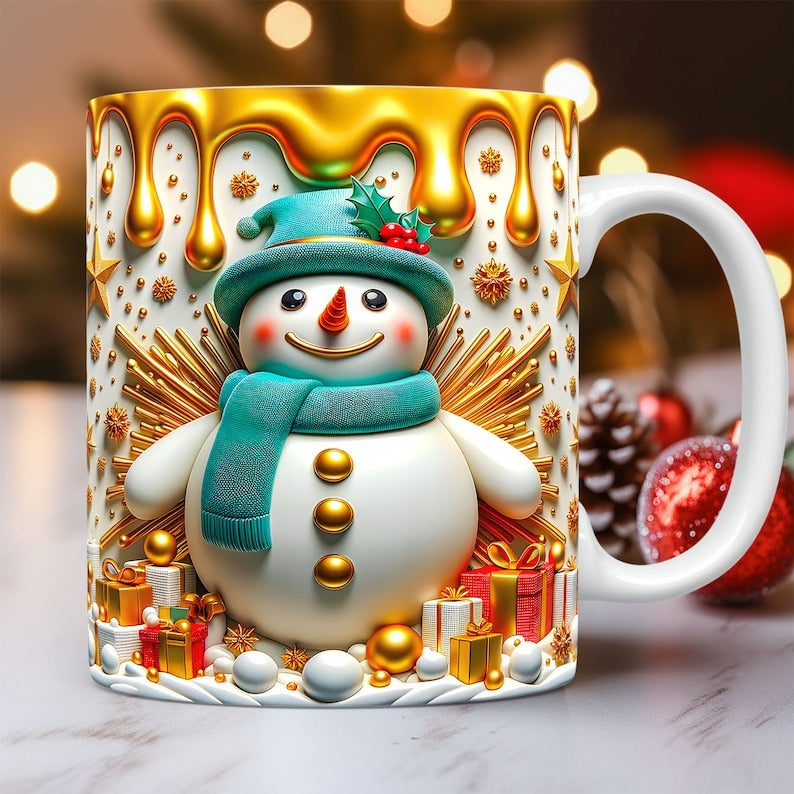 3D Snowman Mug Wrap Christmas Bundle Mug Wrap Sublimation Designs PNG, 11oz and 15oz Mug Template, Cute 3D Christmas Mug Wrap - Jumbosvg