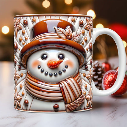 3D Snowman Mug Wrap Christmas Bundle Mug Wrap Sublimation Designs PNG, 11oz and 15oz Mug Template, Cute 3D Christmas Mug Wrap - Jumbosvg