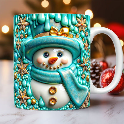 3D Snowman Mug Wrap Christmas Bundle Mug Wrap Sublimation Designs PNG, 11oz and 15oz Mug Template, Cute 3D Christmas Mug Wrap - Jumbosvg