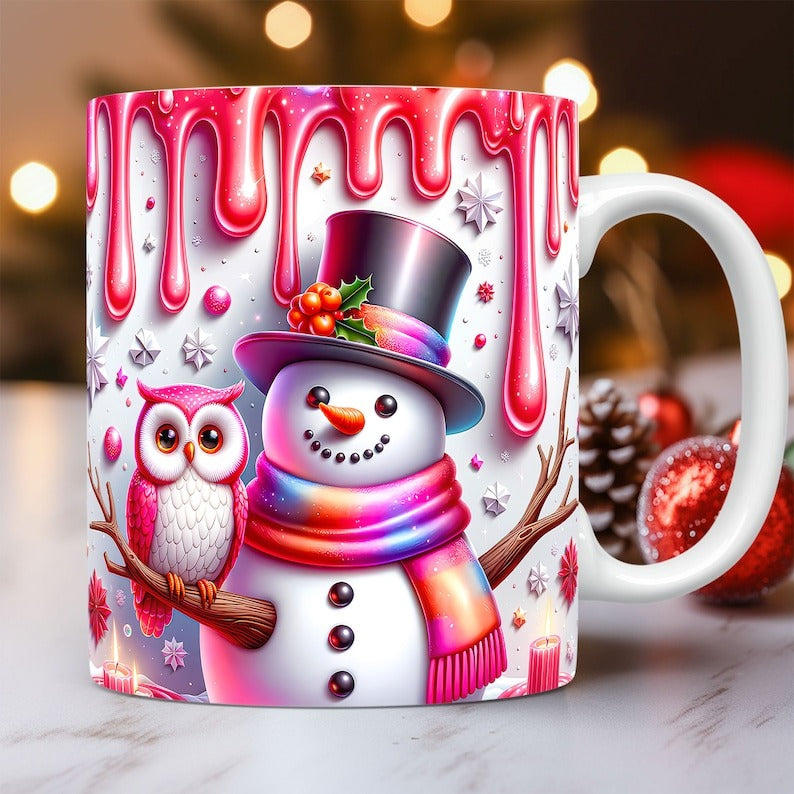 3D Snowman Mug Wrap Christmas Bundle Mug Wrap Sublimation Designs PNG, 11oz and 15oz Mug Template, Cute 3D Christmas Mug Wrap - Jumbosvg