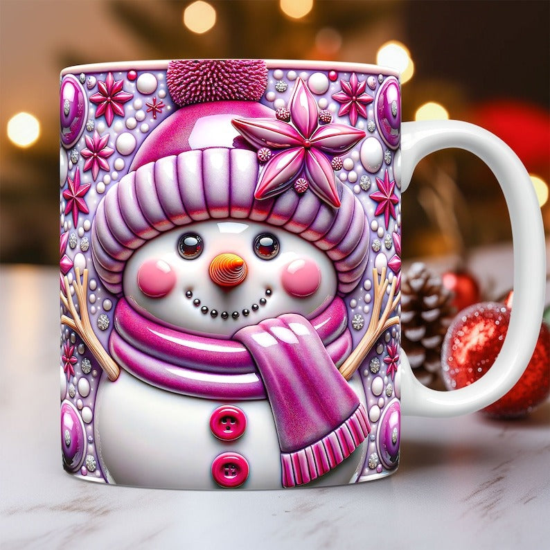 3D Snowman Mug Wrap Christmas Bundle Mug Wrap Sublimation Designs PNG, 11oz and 15oz Mug Template, Cute 3D Christmas Mug Wrap - Jumbosvg