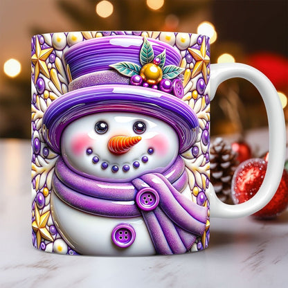 3D Snowman Mug Wrap Christmas Bundle Mug Wrap Sublimation Designs PNG, 11oz and 15oz Mug Template, Cute 3D Christmas Mug Wrap - Jumbosvg