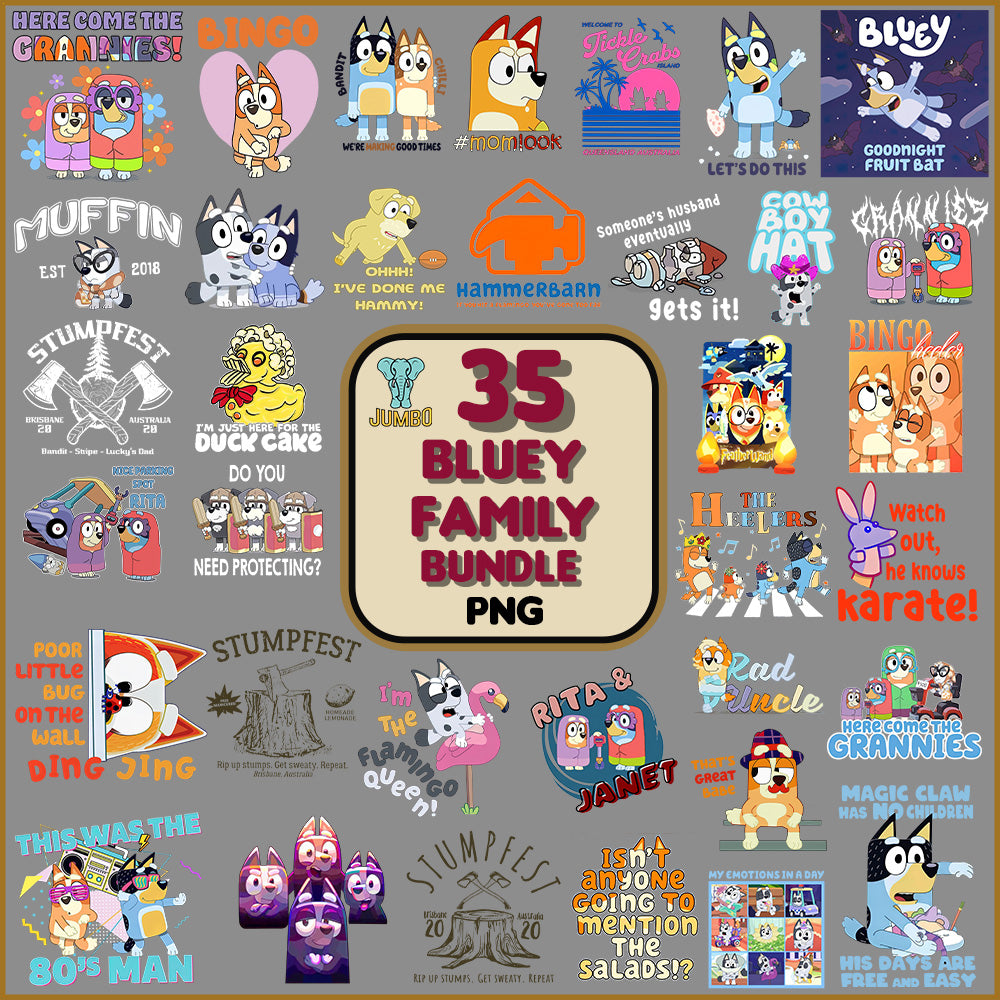 40BlueyFamilyPngBundle