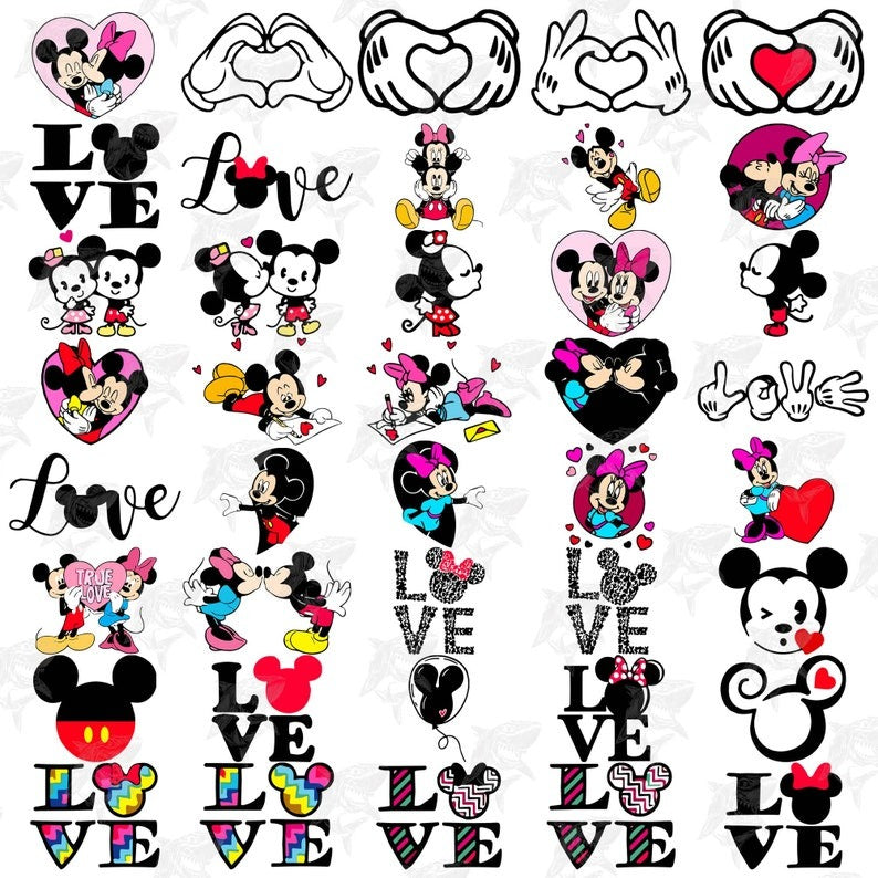 40 Cartoon Valentine Png Bundle, Valentine Mouse Story Png Bundle, Be My Valentine Png, Mouse And Friend Character Movie, Digital Download.1