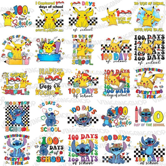 40+ 100 Days Of School Cartoon PNG Bundle, Happy 100 Days Of School Png, Custom Kid Name Png, Cartoon Kid Shirt Design, Instant Download2