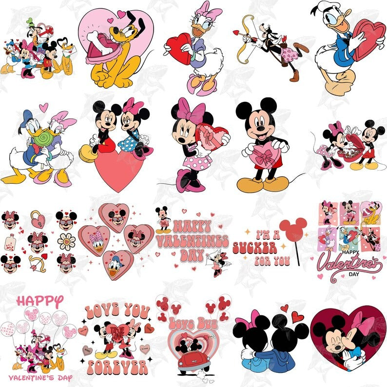 40 Cartoon Valentine Png Bundle, Valentine Mouse Story Png Bundle, Be My Valentine Png, Mouse And Friend Character Movie, Digital Download.1