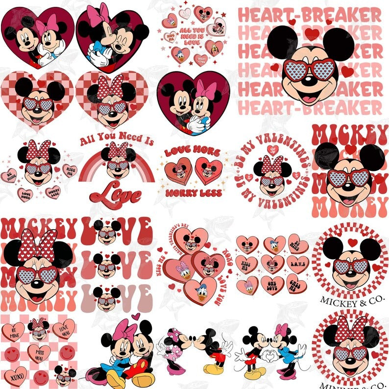 40 Cartoon Valentine Png Bundle, Valentine Mouse Story Png Bundle, Be My Valentine Png, Mouse And Friend Character Movie, Digital Download.1