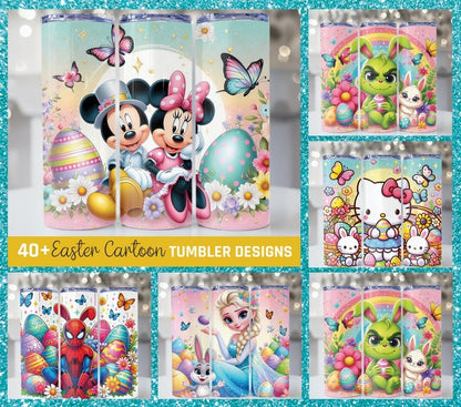 40+ Easter Cartoon Friends 20oz Tumbler Wrap Bundle, Toy Cartoon 20oz Skinny Tumbler Easter Png, Nightmare Movie Easter, Instant Download