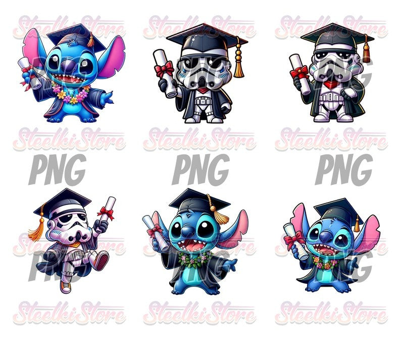 40+ Files Cartoon Graduation Bundle PNG, Graduation 2024 PNG, Graduation Chibi PNG Sublimation, Clipart, Digital Download