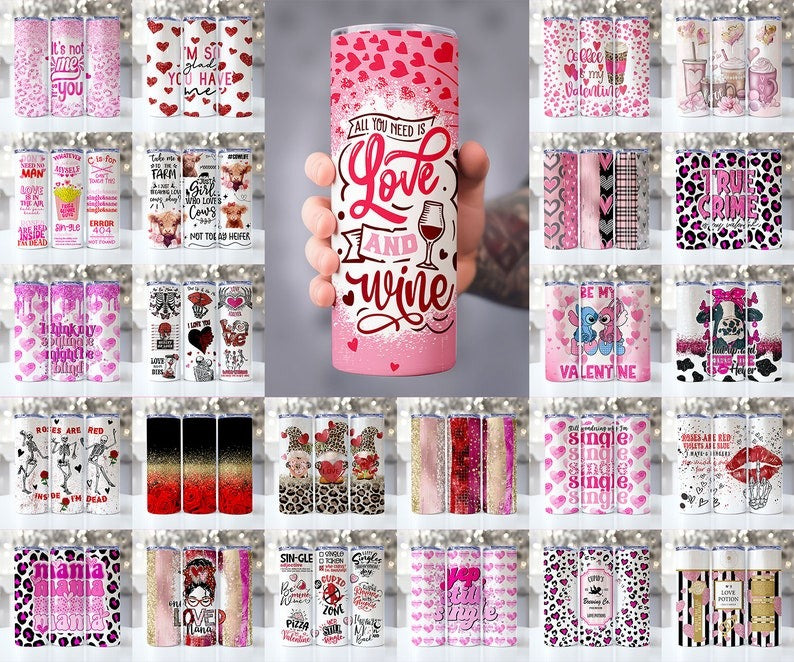 40+ Valentine Tumbler Wrap Bundle, Valentine 20oz Skinny Tumbler Designs, Valentine Sublimation Designs, Valentines Day Tumbler Wrap - PNG