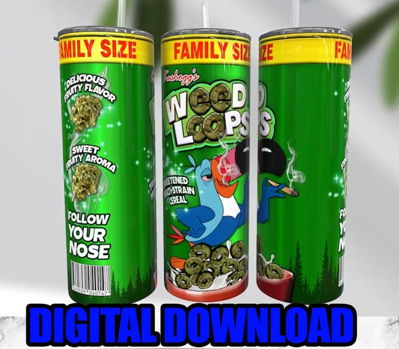 420 Weed Cereal Bundle, Funny 20oz Weed Tumbler Wrap, Stoner Tumbler, Marijuana Weed 9PNG, Seamless Design For Sublimation, Instant Download